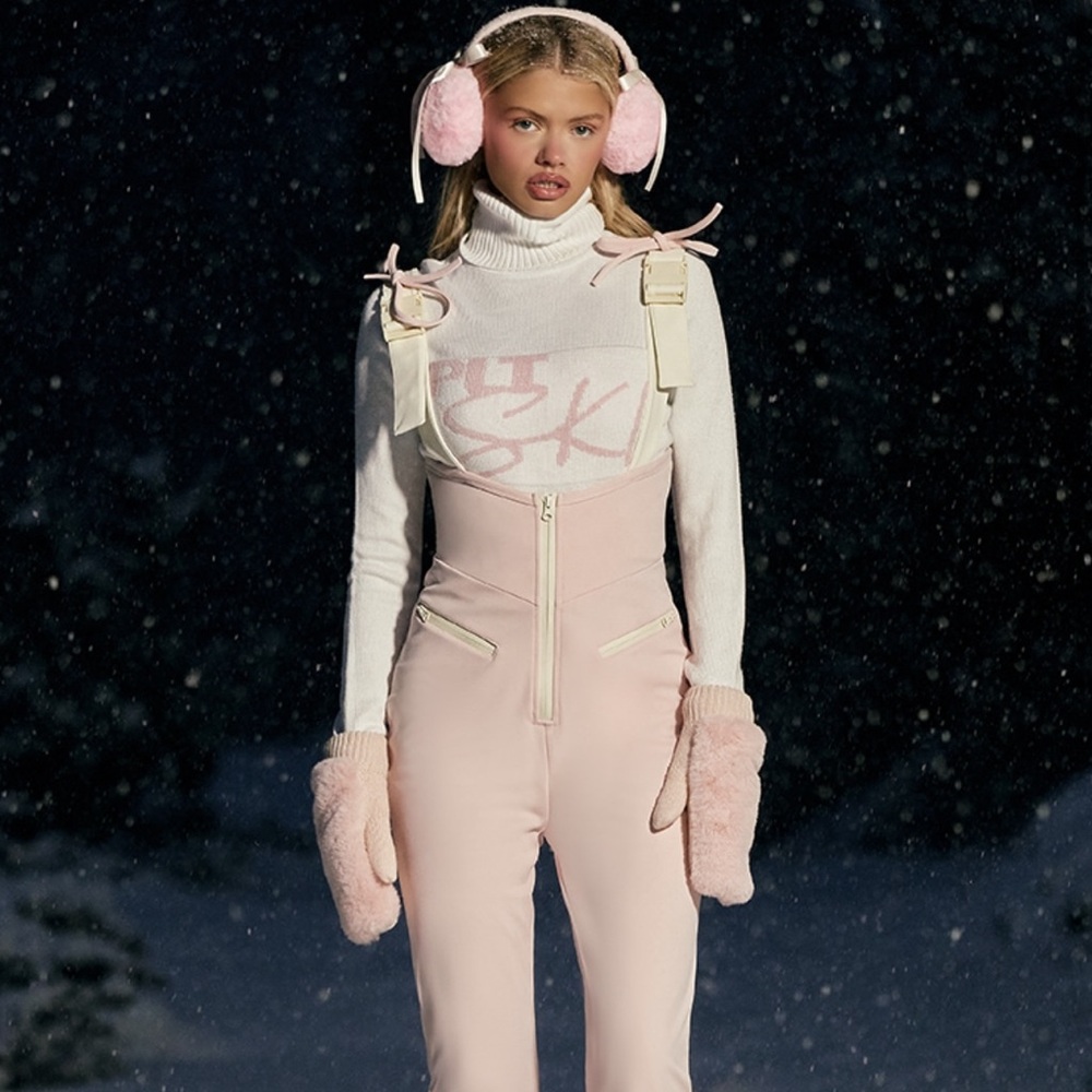 Ski Pink Heart Detail Pink Scuba Salopettes
